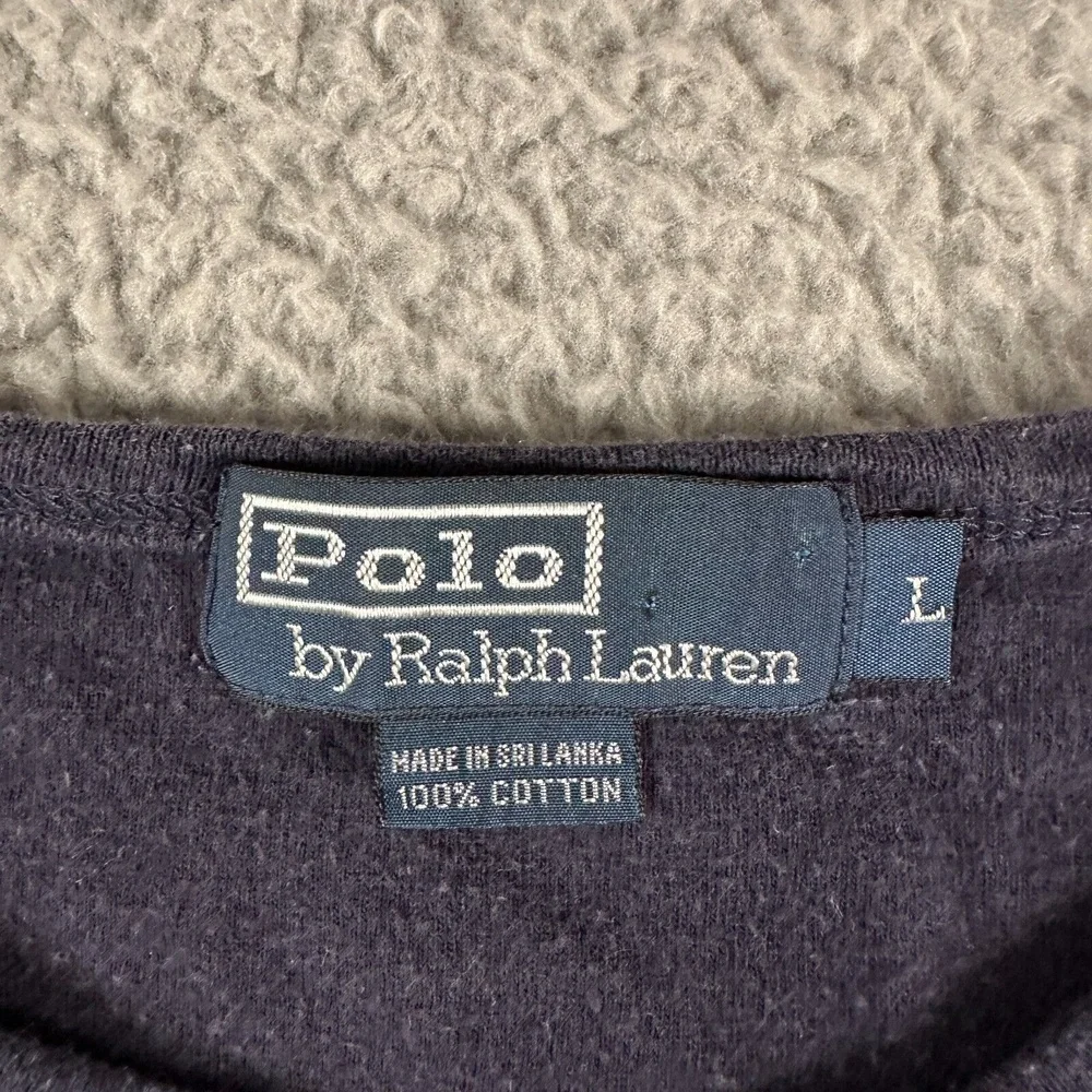 Vintage Polo Ralph Lauren Sweatshirt Mens Large Navy‎ Striped 90s Crewneck Pony